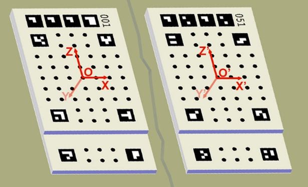 Системы координат на блоках фотограмметрических марок для Фотомикрометр 3D